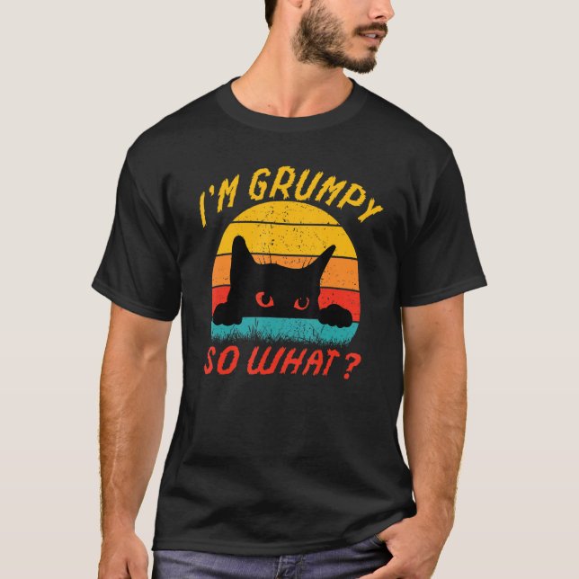 Angry cat meme I'm grumpy so what 1 T-Shirt (Front)