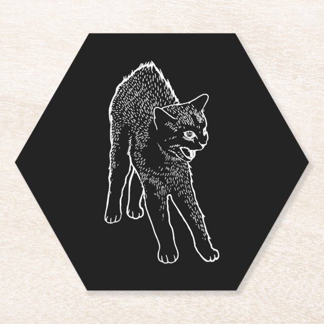 Angry cat  paper coaster (Front)