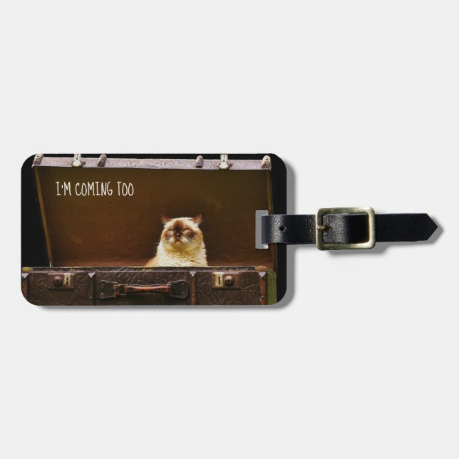 Angry Cat Personalised Luggage TAG Funny Custom 3 (Front Horizontal)