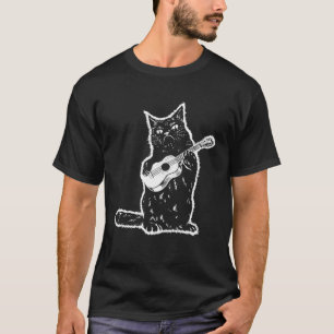 Angry Cat Playing Ukulele Music Sarcasm Kitten Vin T-Shirt