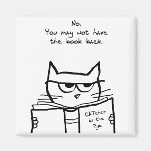 Angry Cat Steals Your Book - Funny Cat Magnet
