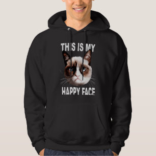 Angry Cat This Is My Happy Face Sarcastic Cat Hoodie