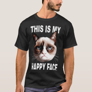 Angry Cat This Is My Happy Face Sarcastic Cat T-Shirt