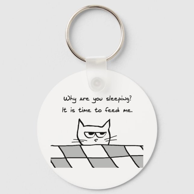 Angry Cat Wants You Out of Bed Key Ring (Front)