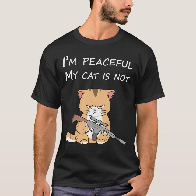 Angry Cat With Gun Shirt | Funny Tactical Cat Tee (Front)