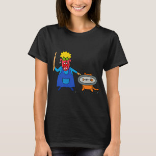 Angry Chef and Naughty Cat – Funny Hand-Drawn Ca T-Shirt