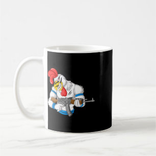 Angry Chicken Cartoon Weapon Rooster Funny Gun Far Coffee Mug
