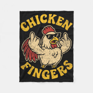 Angry Chicken Flipping Off Middle Fingers Pun Cluc Fleece Blanket
