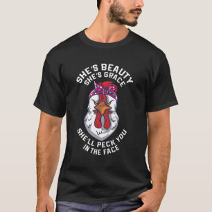 Angry Chicken Peck You In The Face Hen Animal T-Shirt