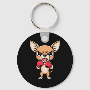 Angry Chihuahua Dog With Boxing Gloves Funny Pet  Key Ring