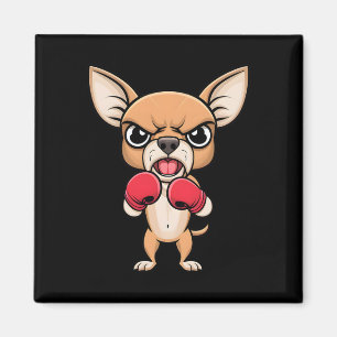 Angry Chihuahua Dog With Boxing Gloves Funny Pet Magnet
