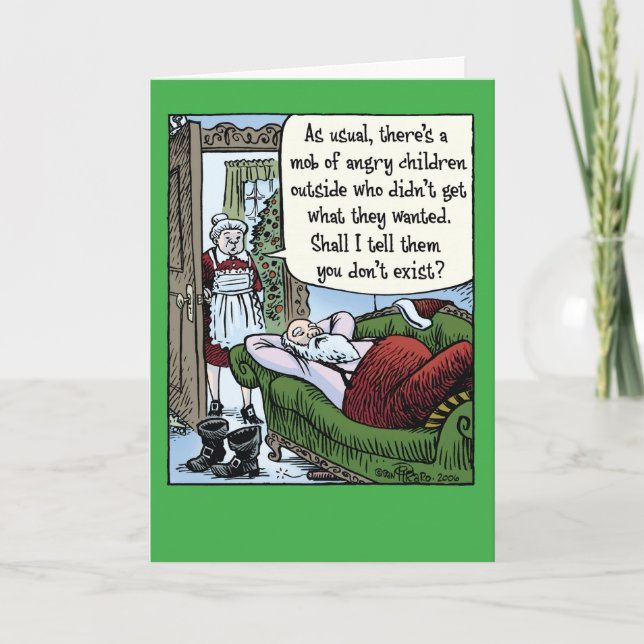 Angry Children Mob Christmas Humour Card (Front)