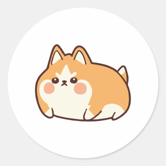 Angry Chonk Shibe  Classic Round Sticker (Front)