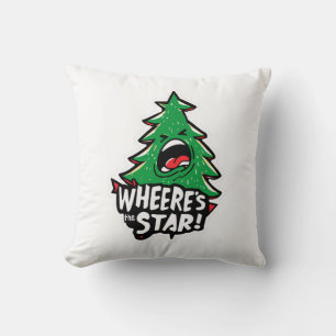 Angry Christmas Tree Shouting – Where’s the Star? Cushion