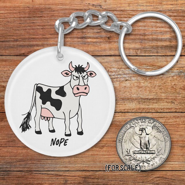 Angry Cow Drawing Sarcastic Phrase Bag Charm Key Ring (Creator Uploaded)