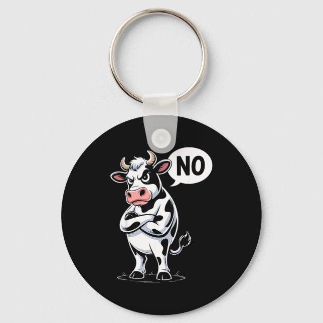 Angry Cow No - Funny Cow Lover Dairy Farmer  Key Ring (Front)