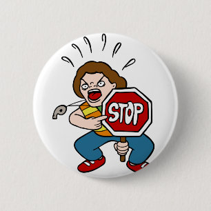 Angry Crossing Guard Cartoon Character 6 Cm Round Badge