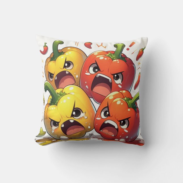 Angry crying Bell Peppers Cushion (Front)