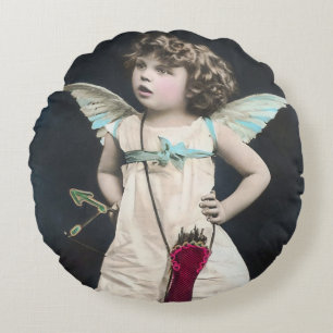 Angry Cupid Round Cushion