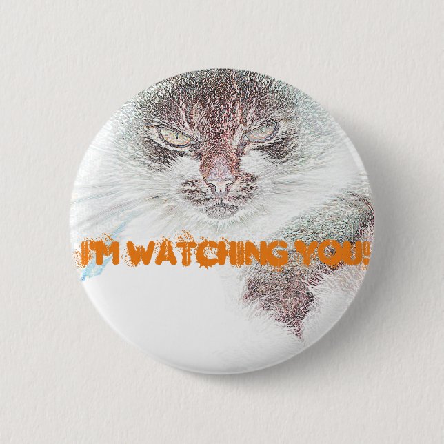Angry Cute Cate Face Sketch 6 Cm Round Badge (Front)