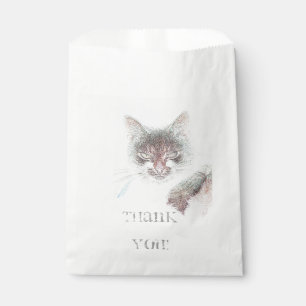 Angry Cute Cate Face Sketch Favour Bag