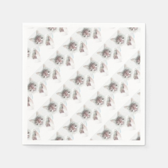 Angry Cute Cate Face Sketch Napkin (Front)