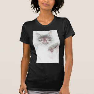 Angry Cute Cate Face Sketch T-Shirt