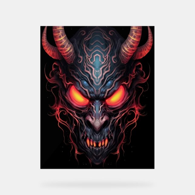 Angry demonic evil monster acrylic sign (Front)