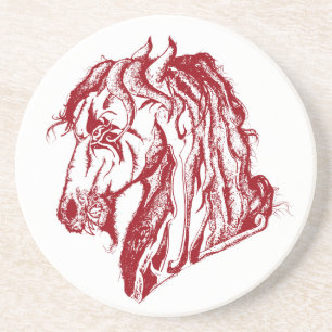 Angry Devil Horse in Red and Pick Your Background Coaster