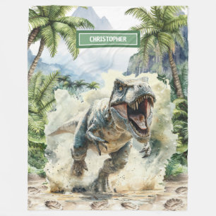 Angry Dinosaur Blanket Custom Name Personalized