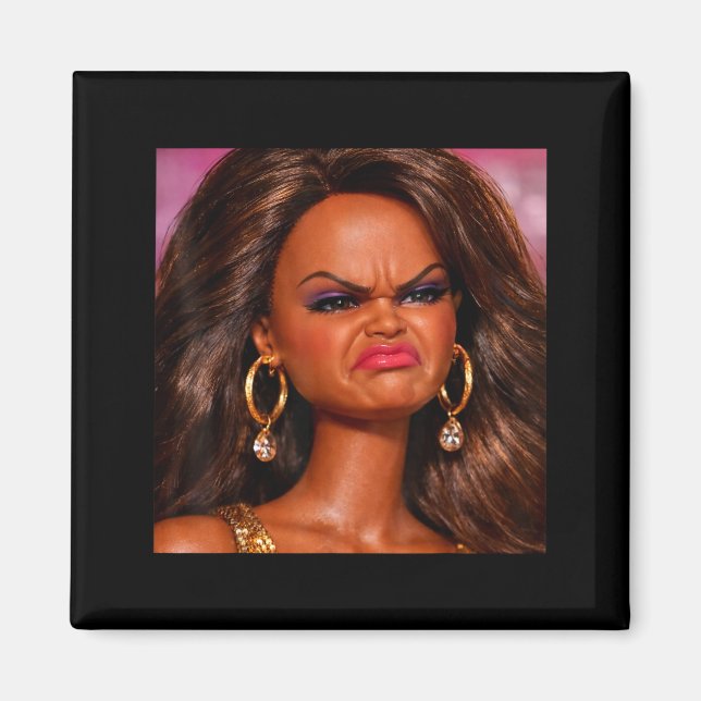 Angry disgusted black doll face meme reaction gen  magnet (Front)