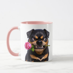 Angry Dog with Rose Mug