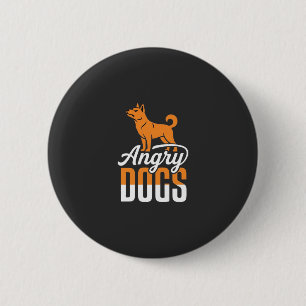 Angry Dogs Vector Mascot 6 Cm Round Badge