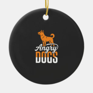 Angry Dogs Vector Mascot Ceramic Ornament