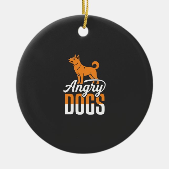 Angry Dogs Vector Mascot Ceramic Ornament (Front)