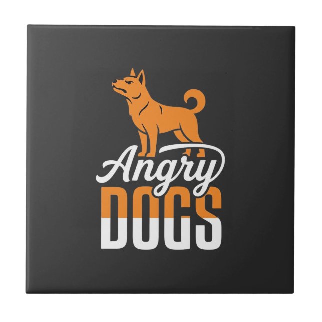 Angry Dogs Vector Mascot Ceramic Tile (Front)