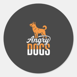 Angry Dogs Vector Mascot Classic Round Sticker