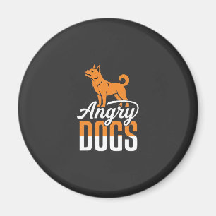 Angry Dogs Vector Mascot Magnet