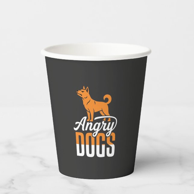 Angry Dogs Vector Mascot Paper Cups (Front)