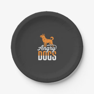 Angry Dogs Vector Mascot Paper Plate