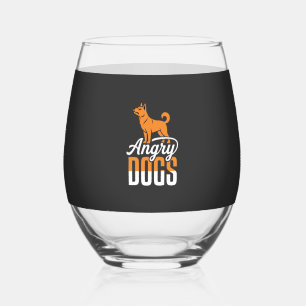 Angry Dogs Vector Mascot Stemless Wine Glass