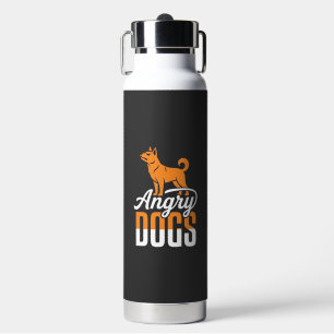Angry Dogs Vector Mascot Water Bottle