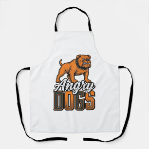 Angry Dogs Vintage Bulldog Typography Design_1 Apron