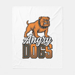 Angry Dogs Vintage Bulldog Typography Design_1 Fleece Blanket