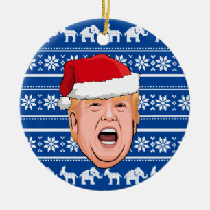 Angry Donald Trump Christmas Ceramic Ornament