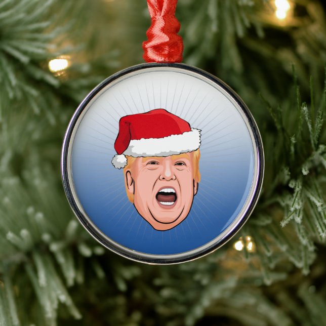 Angry Donald Trump Christmas Metal Ornament (Tree)