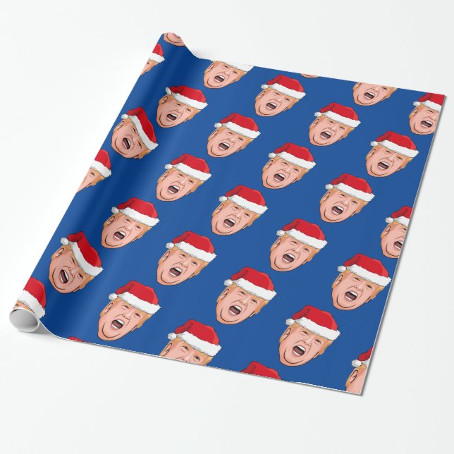 Angry Donald Trump Christmas Wrapping Paper (Unrolled)