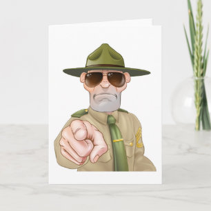 Angry Drill Sergeant Pointing Card