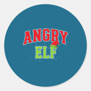 Angry Elf Christmas Family Matching Group Xmas  Classic Round Sticker