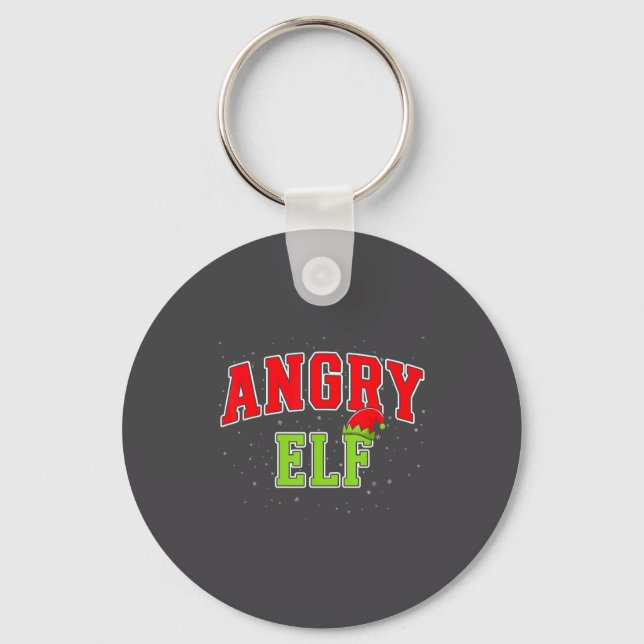 Angry Elf Christmas Family Matching Group Xmas  Key Ring (Front)